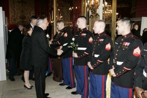 Marine receiving line (with the Ambassador and his wife)